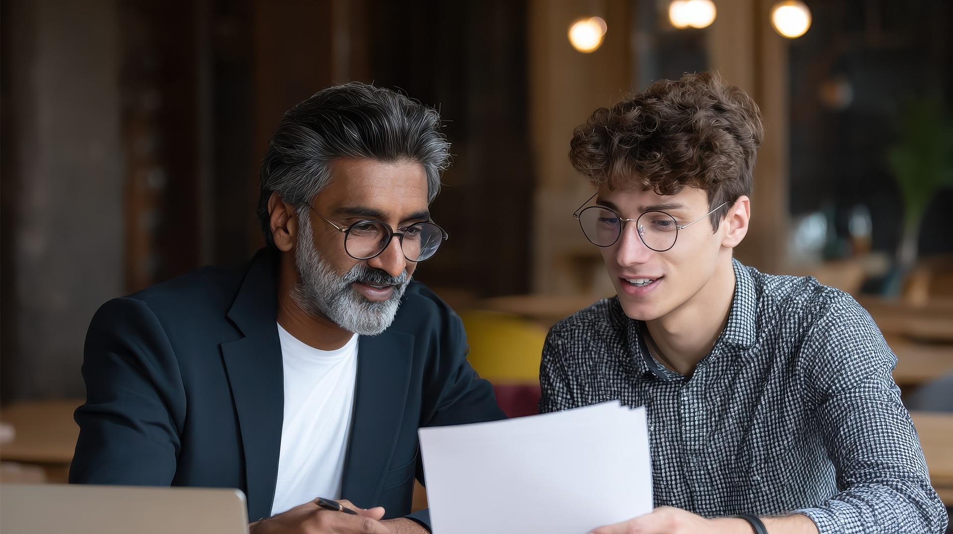Mentor unterstützt jungen Kollegen | Ghostwriter Agentur